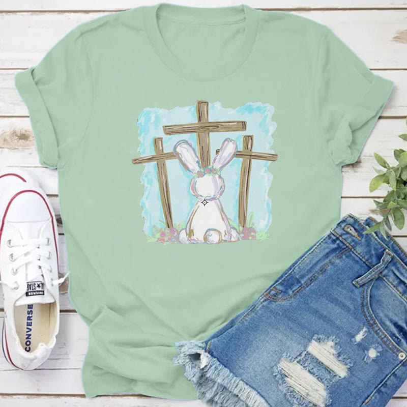 Christiandiscipleshop Foil Bunny With Crosses Christian T-Shirt