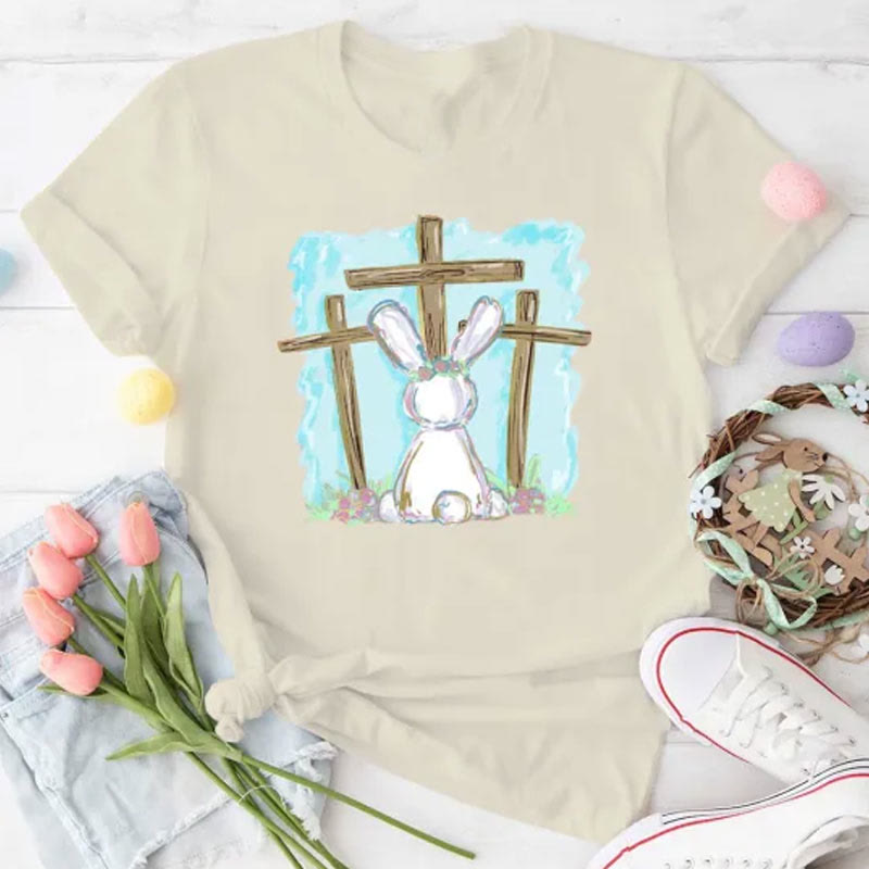 Christiandiscipleshop Foil Bunny With Crosses Christian T-Shirt