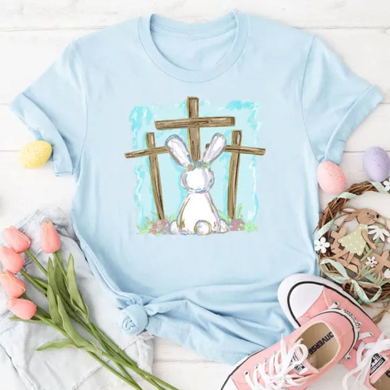 Christiandiscipleshop Foil Bunny With Crosses Christian T-Shirt