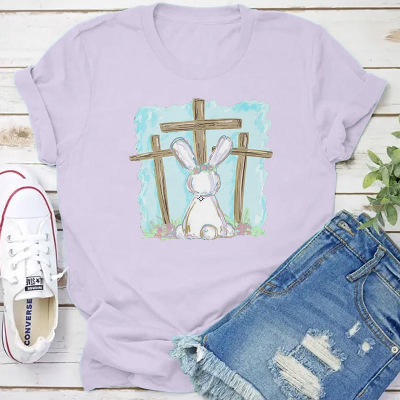 Christiandiscipleshop Foil Bunny With Crosses Christian T-Shirt