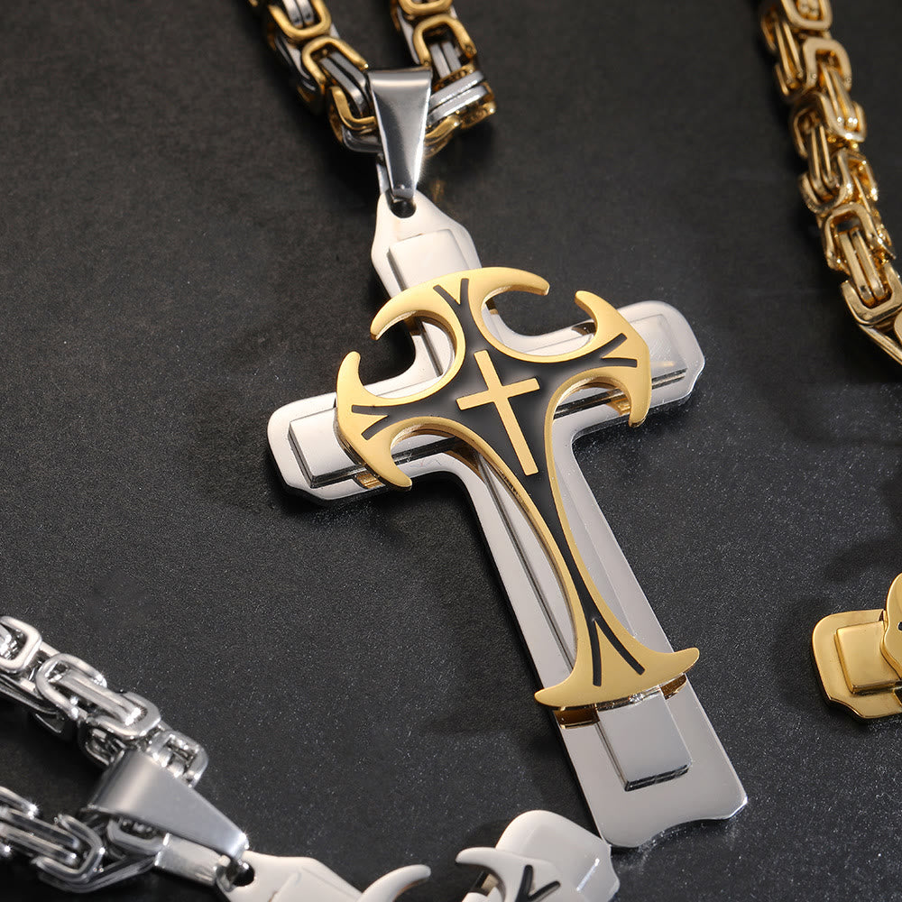 Christianartworkshop 3 Color Faith and Courage Cross Necklace: Embrace the Power of Belief