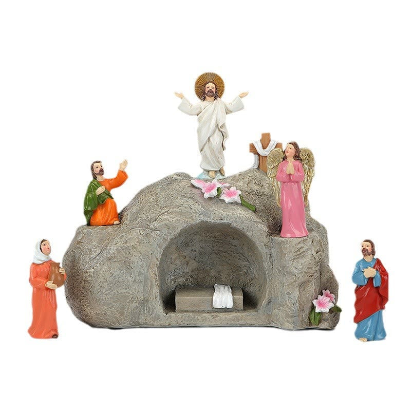 Christiandiscipleshop Resurrection Scene with Jesus, Angels, and Disciples - Illuminated Easter Nativity Ornament
