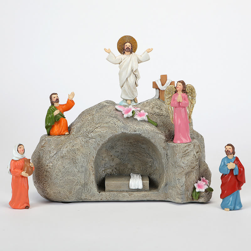 Christiandiscipleshop Resurrection Scene with Jesus, Angels, and Disciples - Illuminated Easter Nativity Ornament