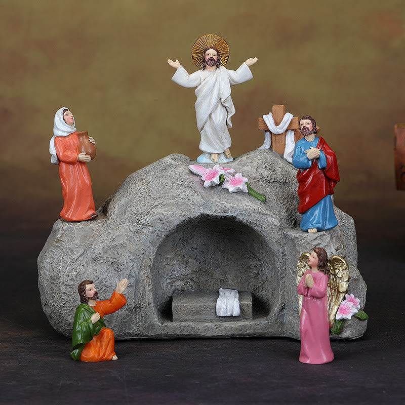 Christiandiscipleshop Resurrection Scene with Jesus, Angels, and Disciples - Illuminated Easter Nativity Ornament