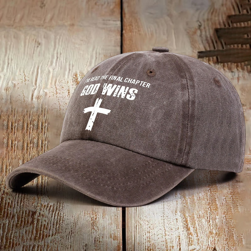 Christiandiscipleshop God Wins Unisex Distressed Washed Cotton Hat