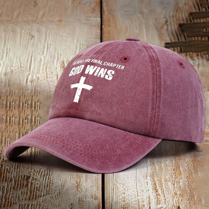 Christiandiscipleshop God Wins Unisex Distressed Washed Cotton Hat