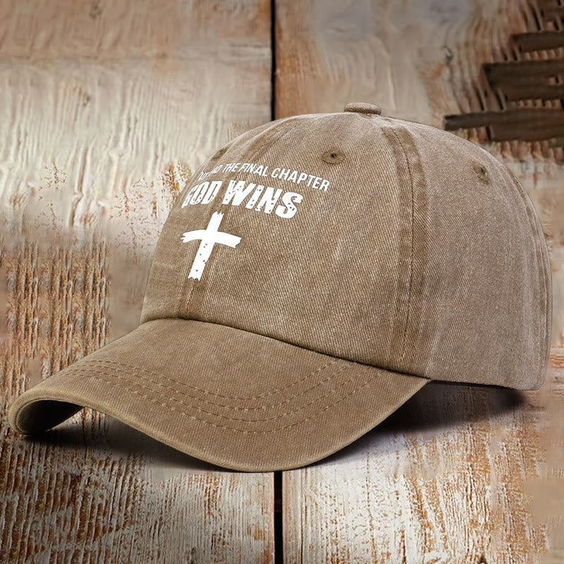 Christiandiscipleshop God Wins Unisex Distressed Washed Cotton Hat