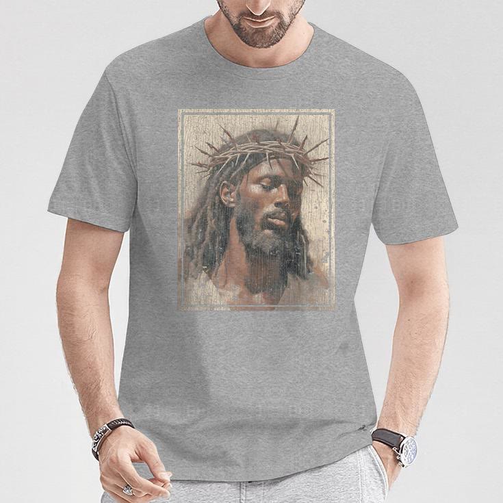 Christiandiscipleshop NEW Black Jesus Shirt Face Of Jesus Cross With Crown Of Thorns T-Shirt