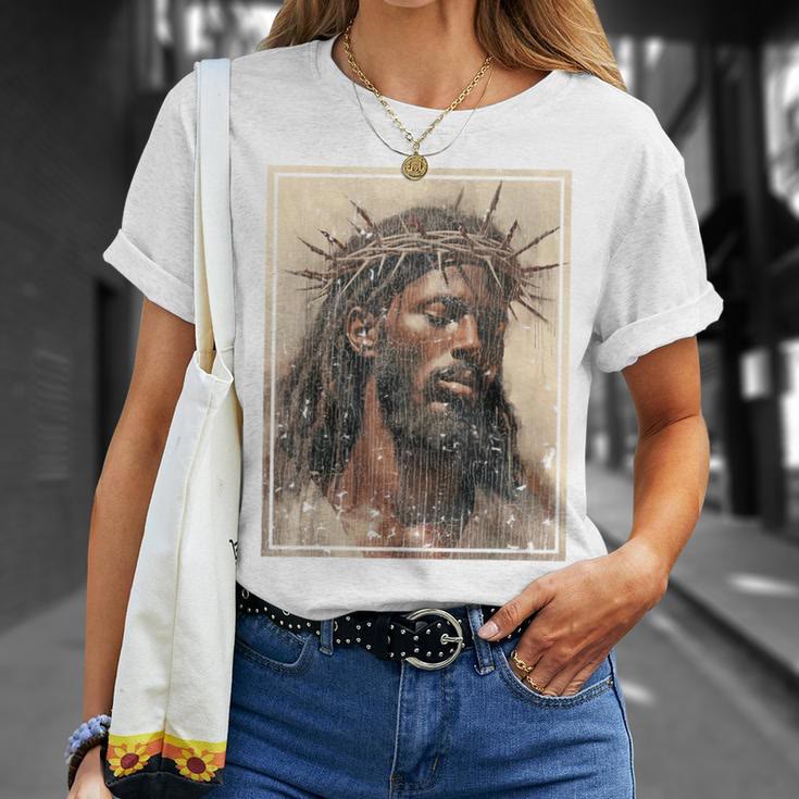 Christiandiscipleshop NEW Black Jesus Shirt Face Of Jesus Cross With Crown Of Thorns T-Shirt