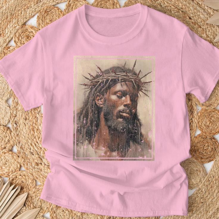 Christiandiscipleshop NEW Black Jesus Shirt Face Of Jesus Cross With Crown Of Thorns T-Shirt