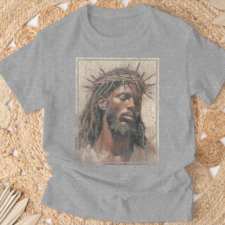 Christiandiscipleshop NEW Black Jesus Shirt Face Of Jesus Cross With Crown Of Thorns T-Shirt