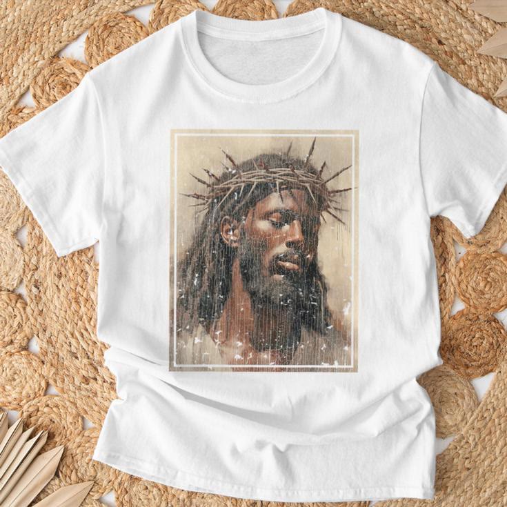 Christiandiscipleshop NEW Black Jesus Shirt Face Of Jesus Cross With Crown Of Thorns T-Shirt