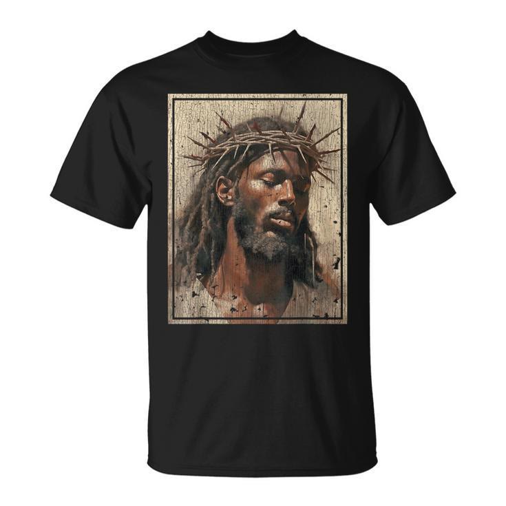 Christiandiscipleshop NEW Black Jesus Shirt Face Of Jesus Cross With Crown Of Thorns T-Shirt