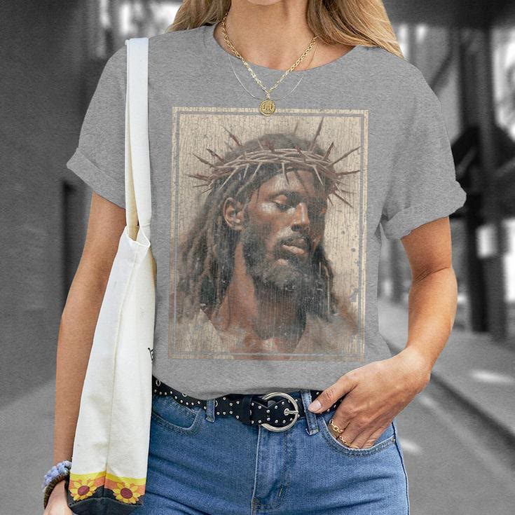 Christiandiscipleshop NEW Black Jesus Shirt Face Of Jesus Cross With Crown Of Thorns T-Shirt