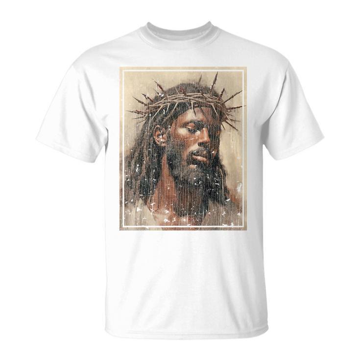 Christiandiscipleshop NEW Black Jesus Shirt Face Of Jesus Cross With Crown Of Thorns T-Shirt