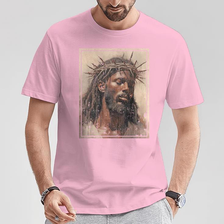 Christiandiscipleshop NEW Black Jesus Shirt Face Of Jesus Cross With Crown Of Thorns T-Shirt