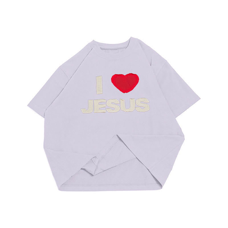 christiandiscipleshop I Love Jesus Hand-Stitched T-Shirt