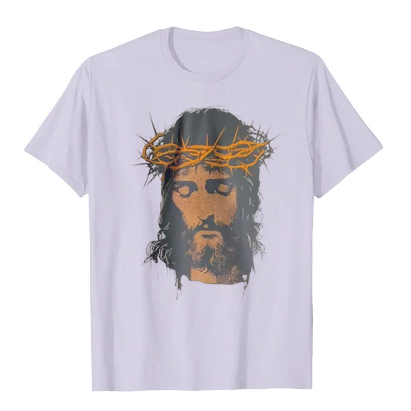 christiandiscipleshop Jesus Face and Crown of Thorns Graphic T-Shirt