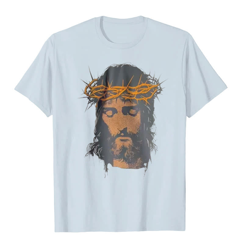 christiandiscipleshop Jesus Face and Crown of Thorns Graphic T-Shirt