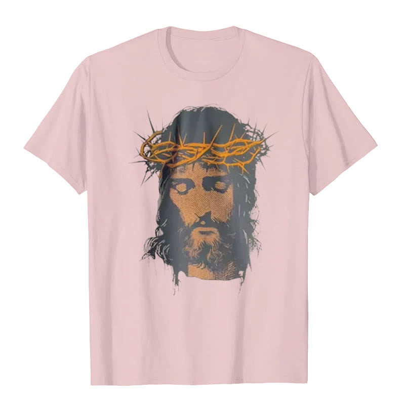 christiandiscipleshop Jesus Face and Crown of Thorns Graphic T-Shirt