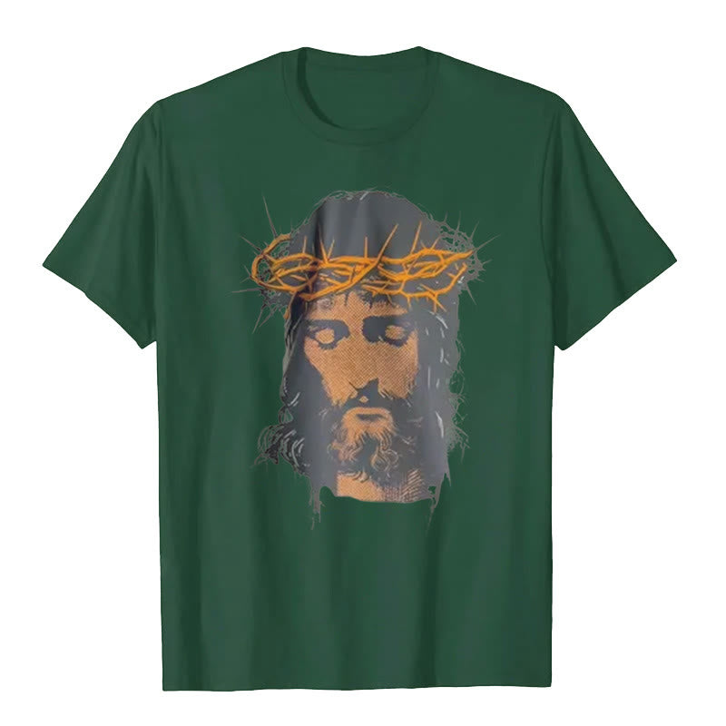 christiandiscipleshop Jesus Face and Crown of Thorns Graphic T-Shirt