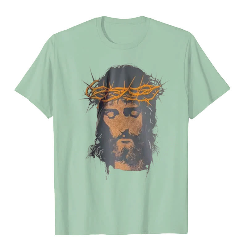 christiandiscipleshop Jesus Face and Crown of Thorns Graphic T-Shirt