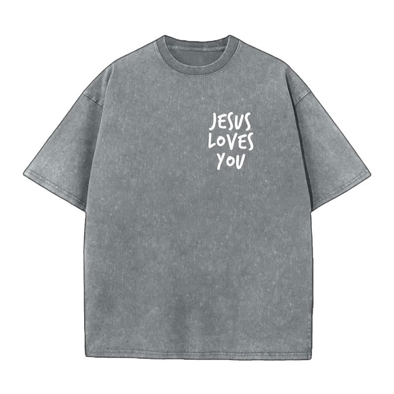 christiandiscipleshop Jesus Loves You Washed T-Shirt