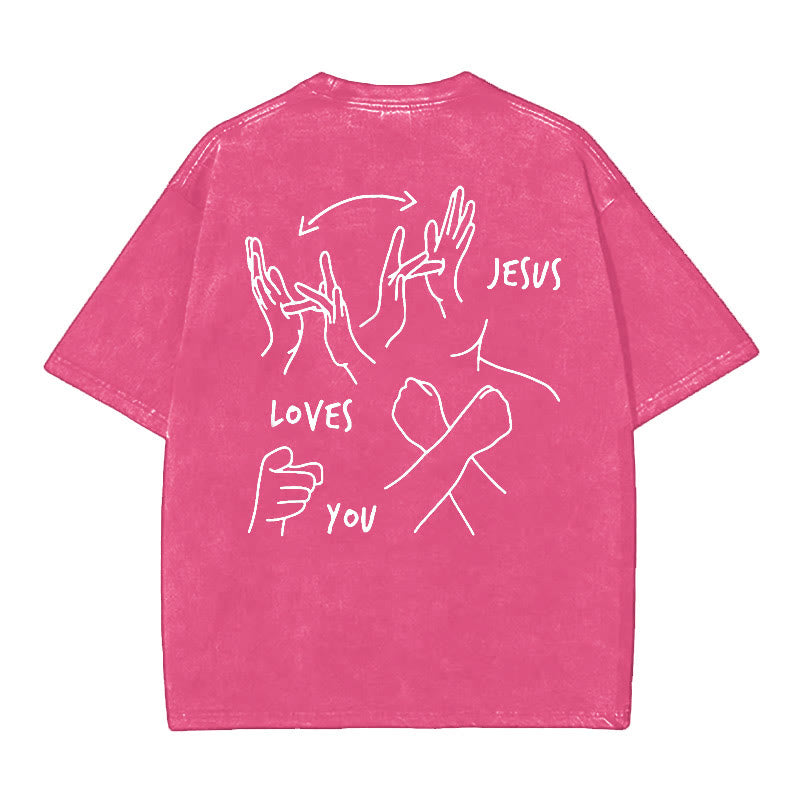 christiandiscipleshop Jesus Loves You Washed T-Shirt