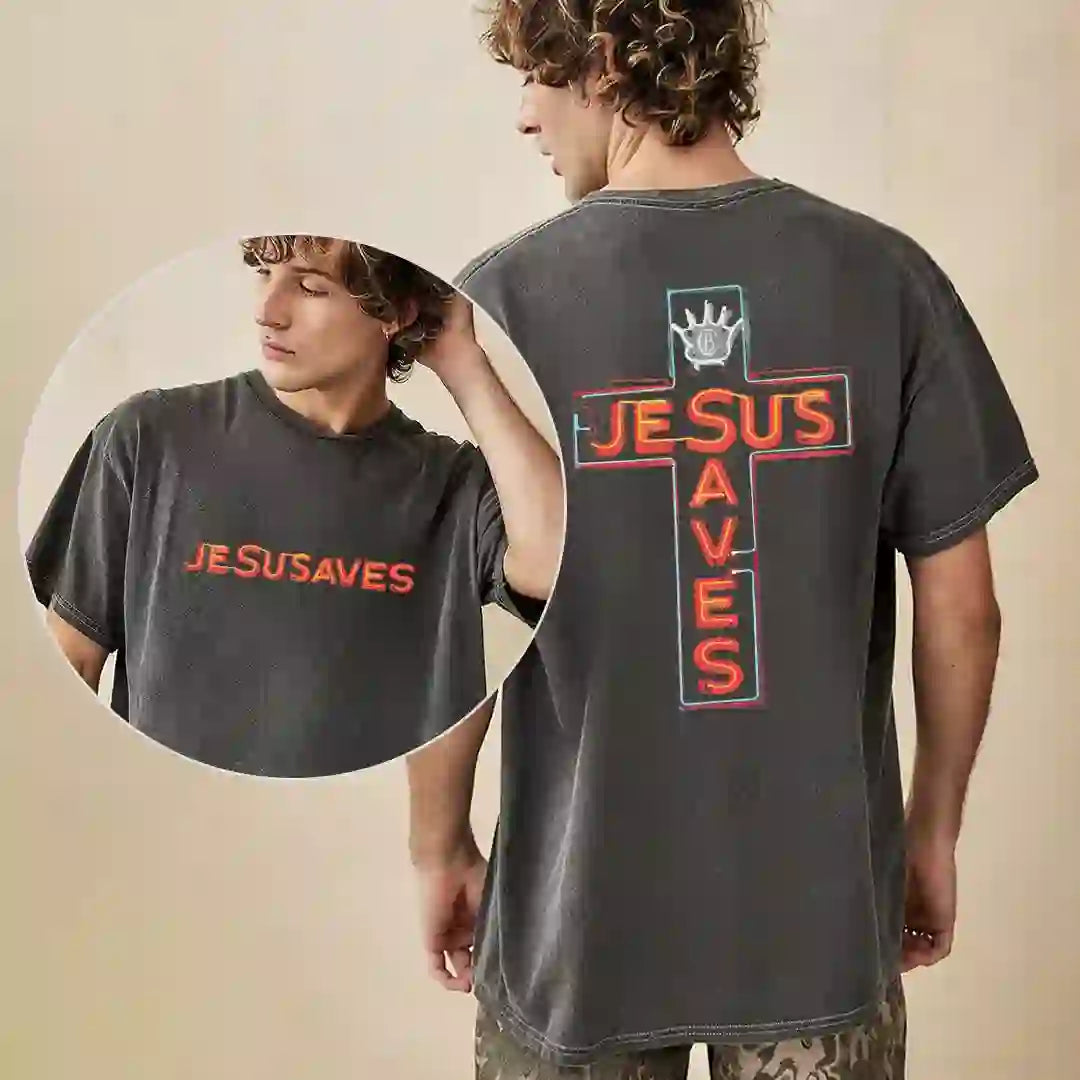 christiandiscipleshop Jesus Saves Cross Graphic T-Shirt