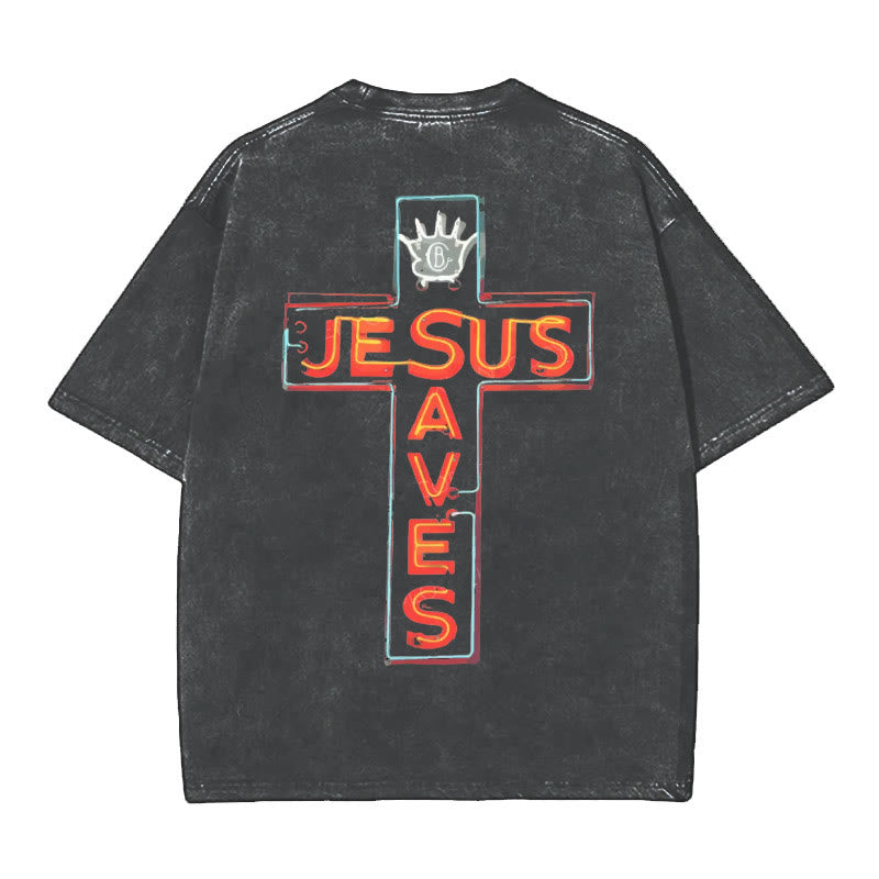 christiandiscipleshop Jesus Saves Cross Graphic T-Shirt