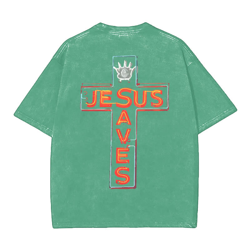 christiandiscipleshop Jesus Saves Cross Graphic T-Shirt