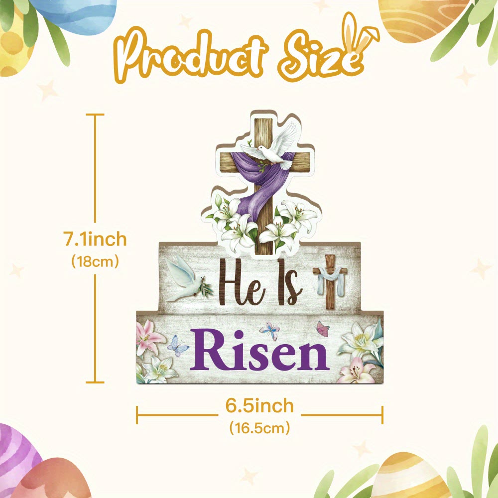 Christianartworkshop "He Is Risen" Wooden Cross & Dove Decorative Ornament