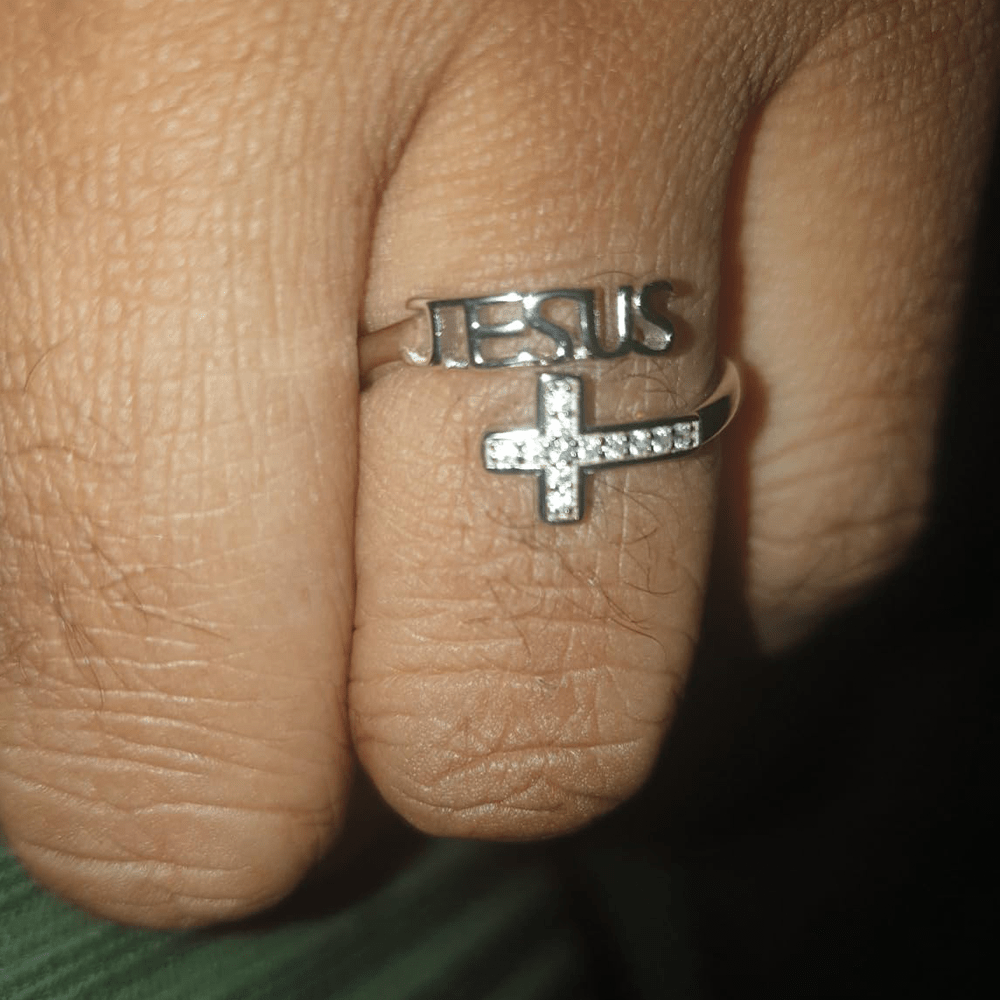christiandiscipleshop JESUS & Cross Minimalist Adjustable Faith and Strength Ring: I Can Do All Things