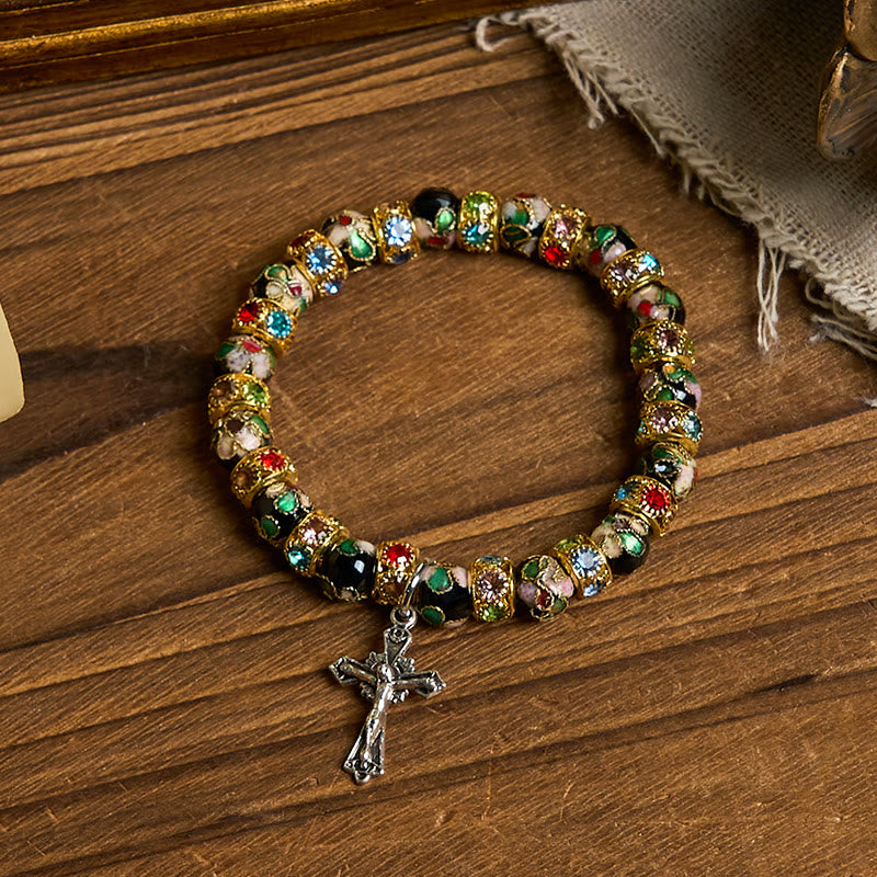 christiandiscipleshop Handcrafted Cloisonné Beads Timeless Faith Bracelet: A Testament of Christ's Presence