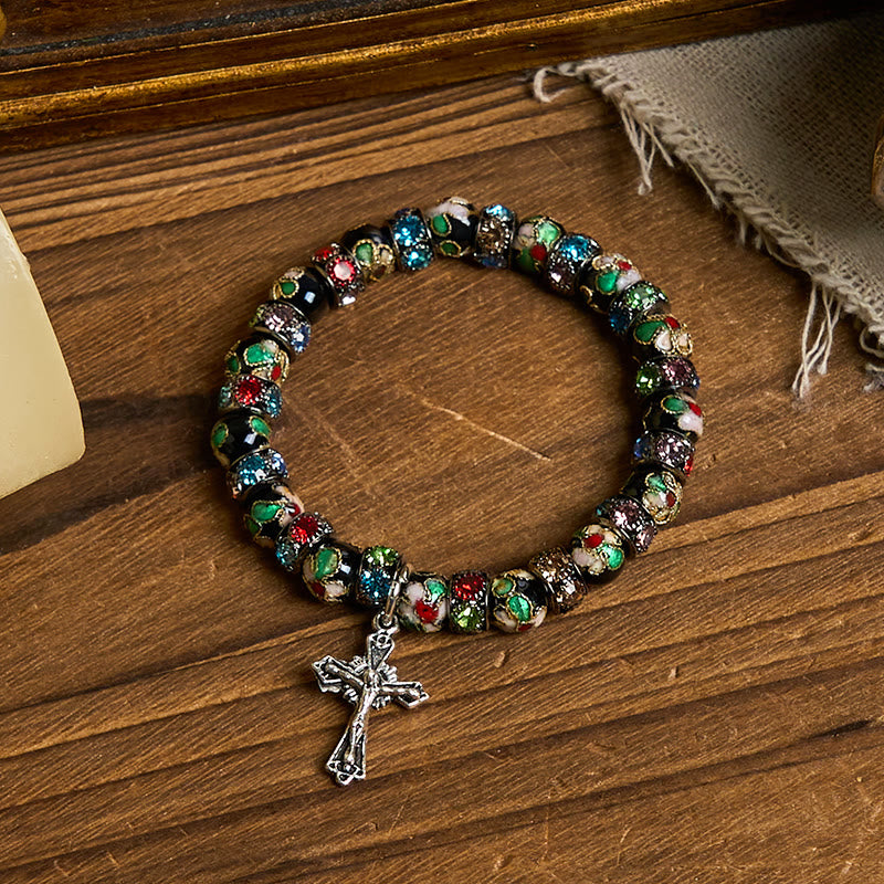 christiandiscipleshop Handcrafted Cloisonné Beads Timeless Faith Bracelet: A Testament of Christ's Presence