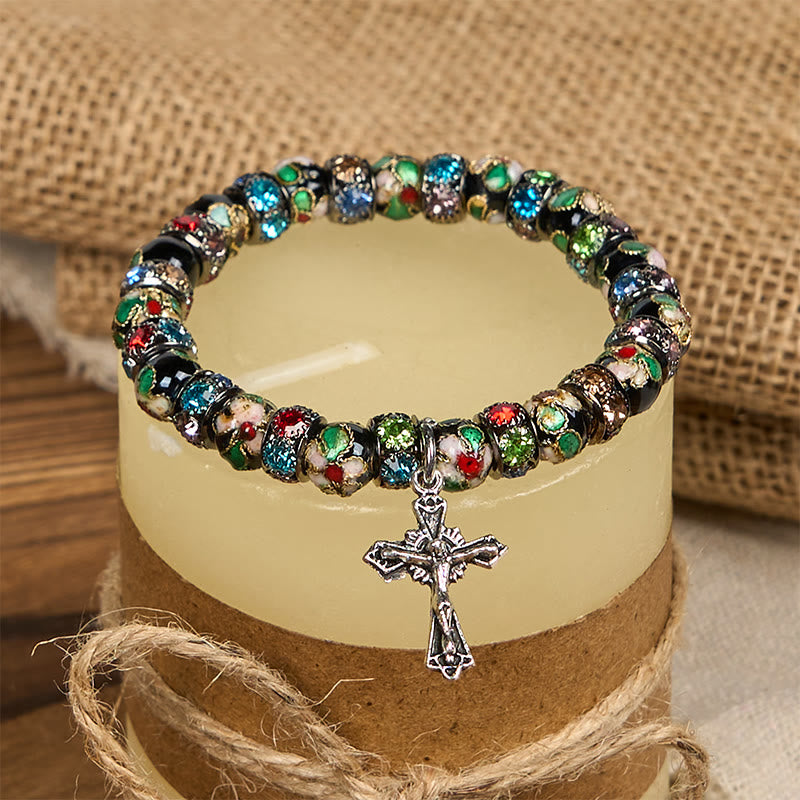 christiandiscipleshop Handcrafted Cloisonné Beads Timeless Faith Bracelet: A Testament of Christ's Presence