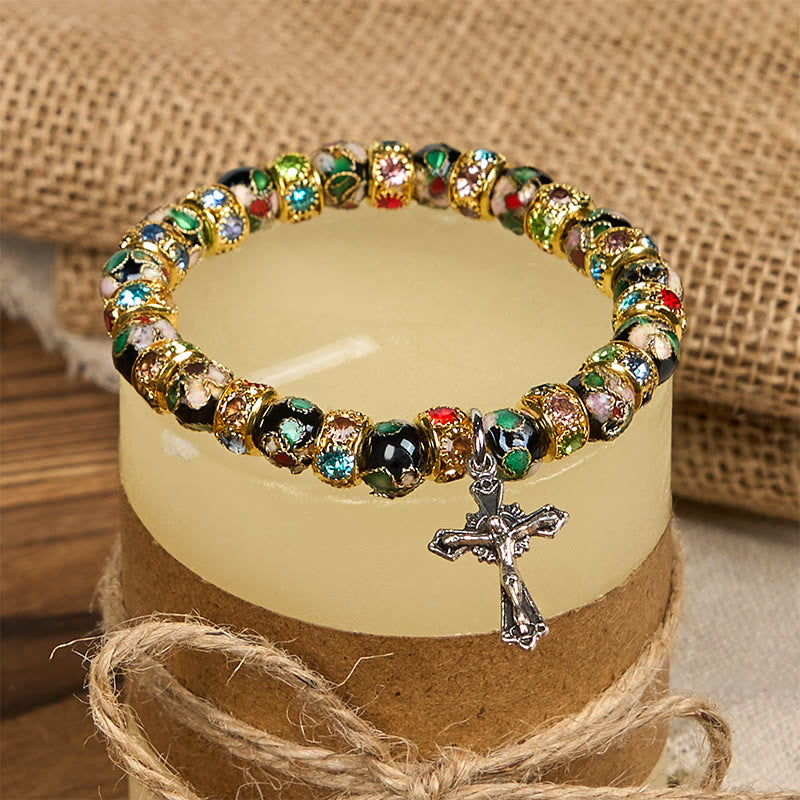 christiandiscipleshop Handcrafted Cloisonné Beads Timeless Faith Bracelet: A Testament of Christ's Presence