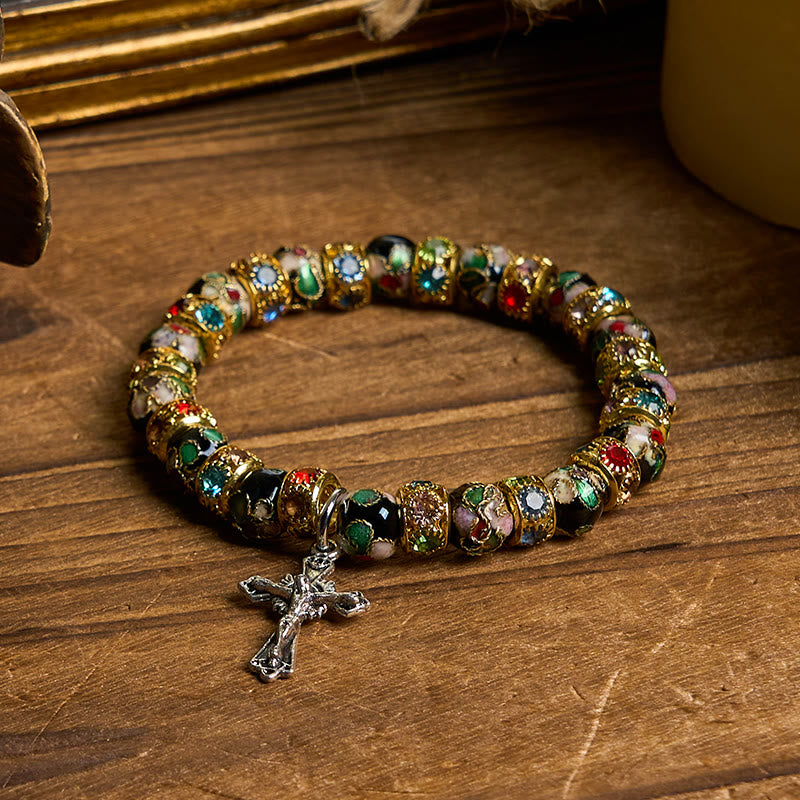 christiandiscipleshop Handcrafted Cloisonné Beads Timeless Faith Bracelet: A Testament of Christ's Presence