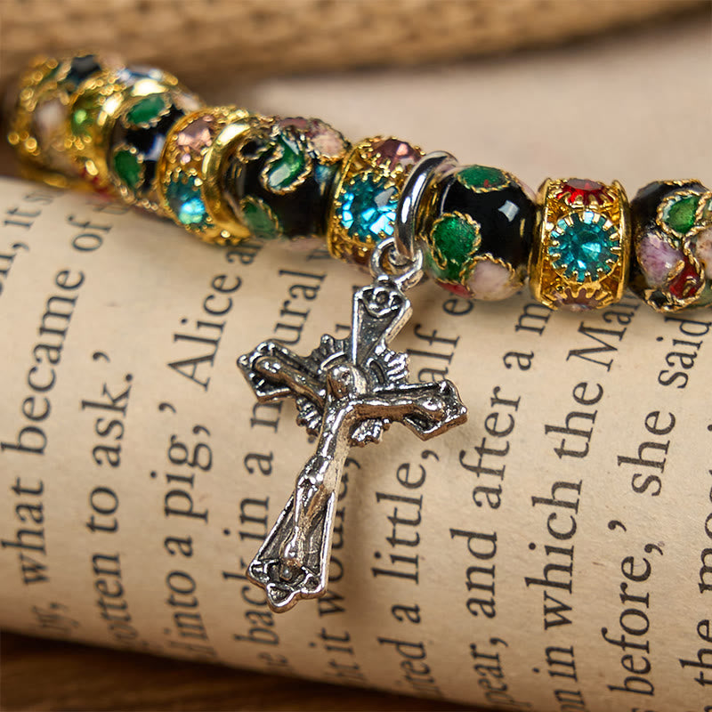 christiandiscipleshop Handcrafted Cloisonné Beads Timeless Faith Bracelet: A Testament of Christ's Presence
