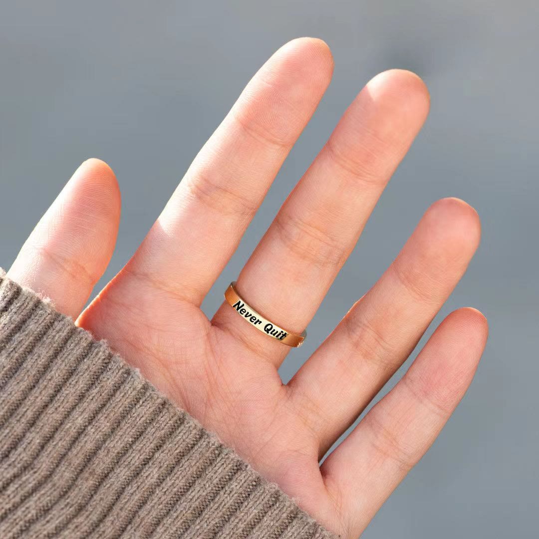 Christianartworkshop 925 Silver Cross Minimalist "Never Quit" Ring: A Symbol of Belief and Uplift