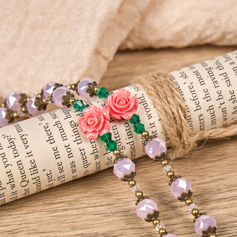 christiandiscipleshop Handmade Floral Crystal Rosary: Light Pink Beads Blossom of Grace Elegance and Devotion