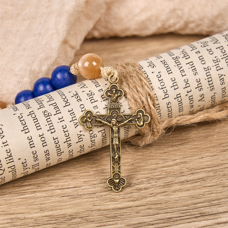 christiandiscipleshop Handmade Blue Wooden Rosary: Ocean of Faith Simplicity and Sacredness 10mm Beads