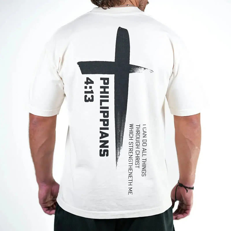 Christiandiscipleshop Philippians 4:13 Strength Cross T-Shirt