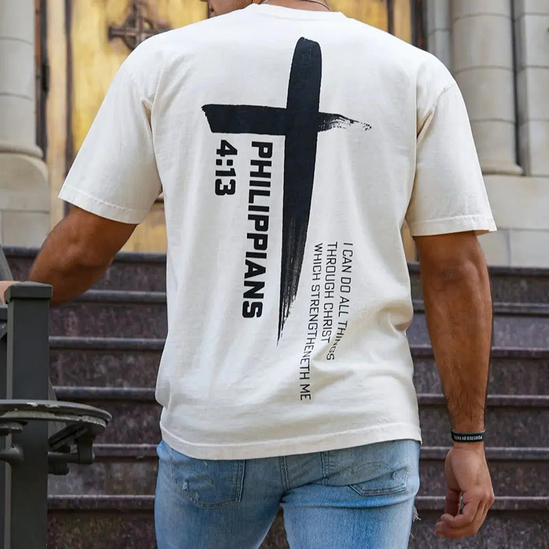Christiandiscipleshop Philippians 4:13 Strength Cross T-Shirt