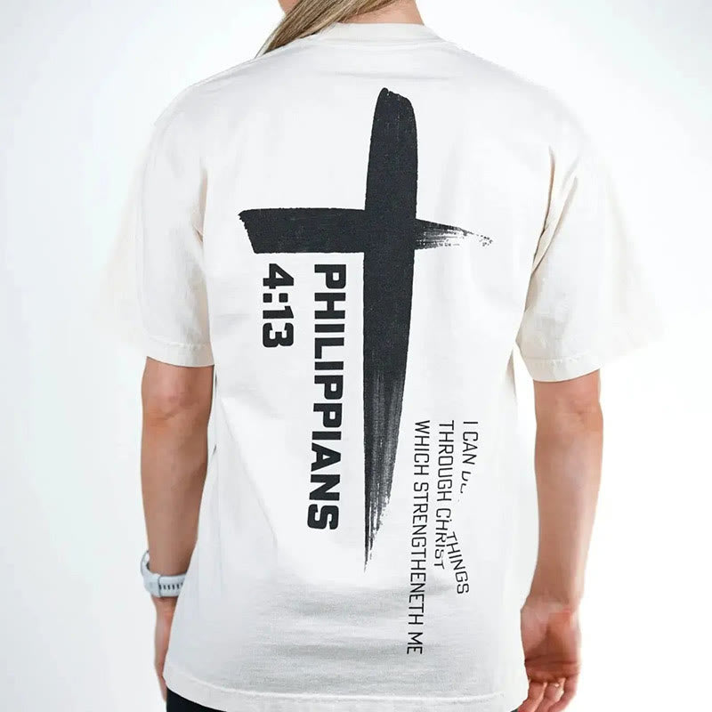 Christiandiscipleshop Philippians 4:13 Strength Cross T-Shirt