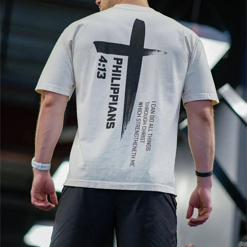 Christiandiscipleshop Philippians 4:13 Strength Cross T-Shirt