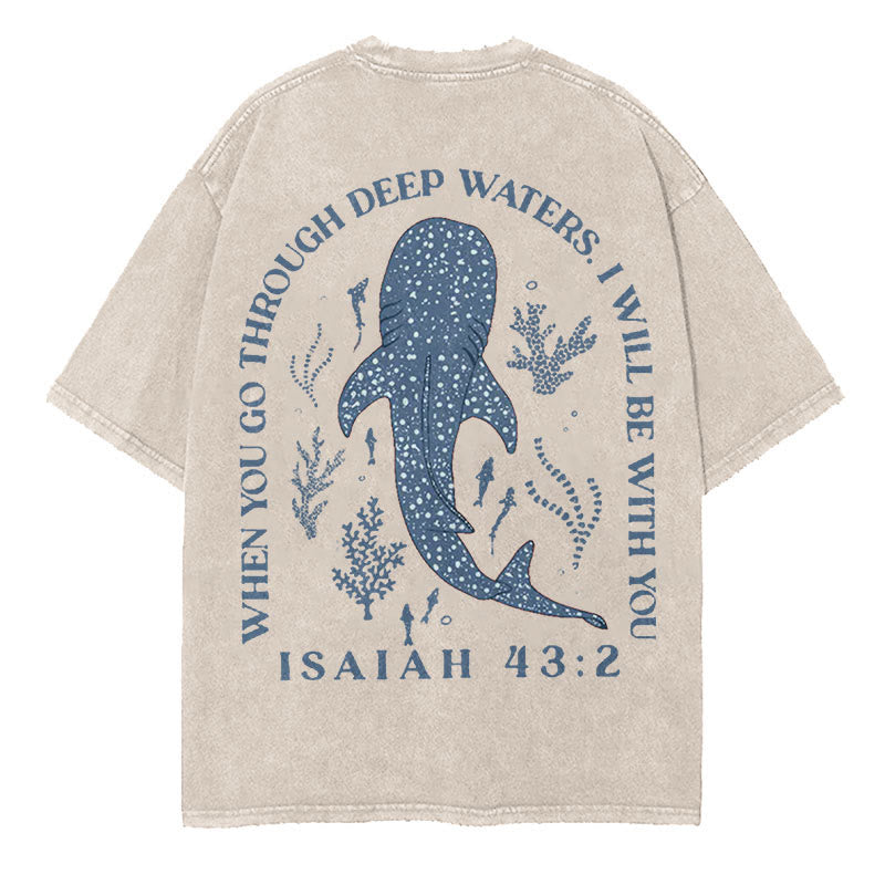 christiandiscipleshop I Will Be With You Double Sided Washed Christian T-shirt