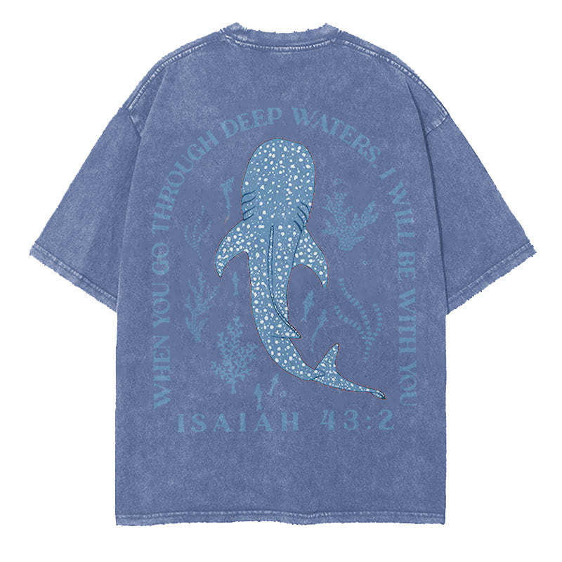 christiandiscipleshop I Will Be With You Double Sided Washed Christian T-shirt