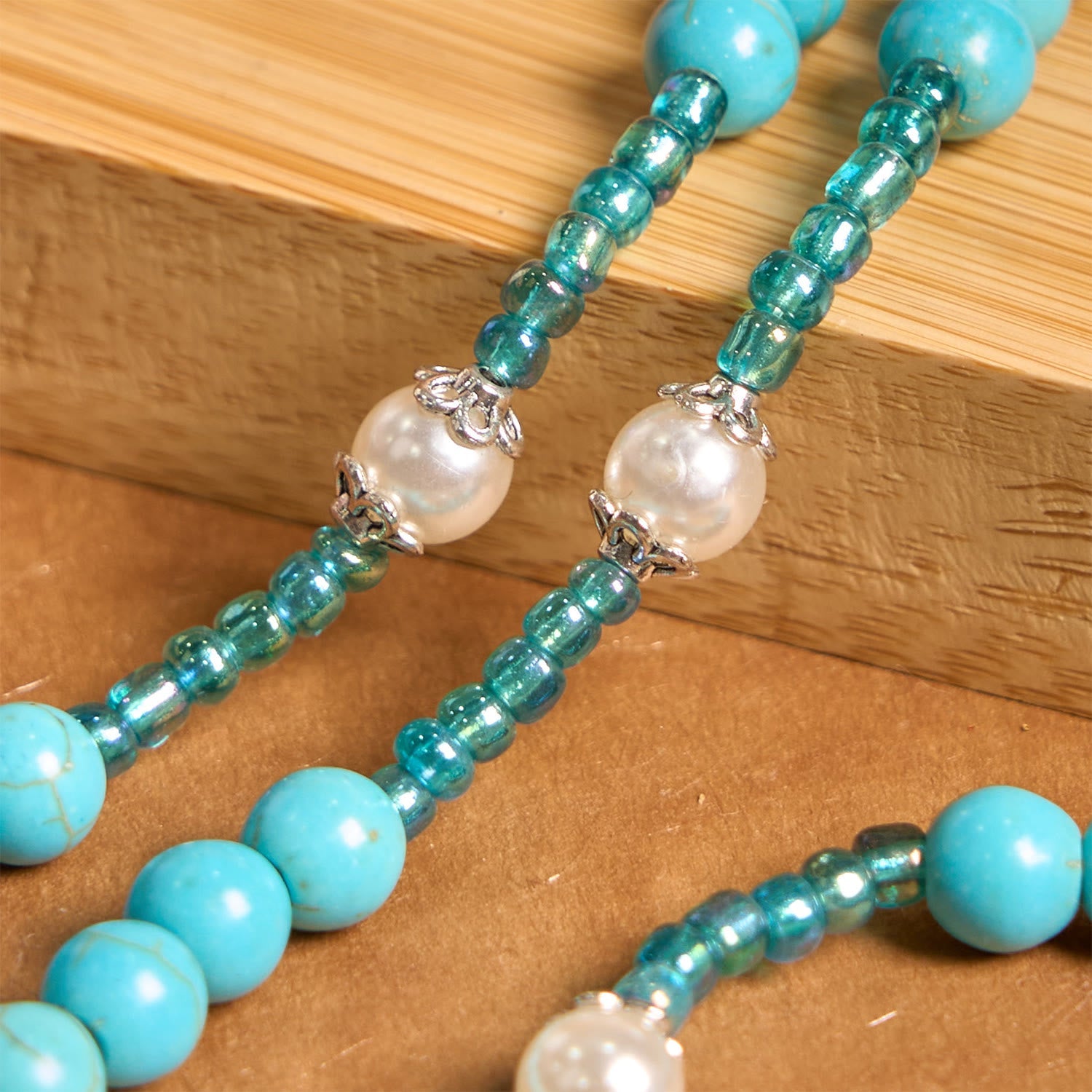 Christiandiscipleshop Our Lady Medal & Crucifix of 8mm Blue Turquoise Round Beads Rosary