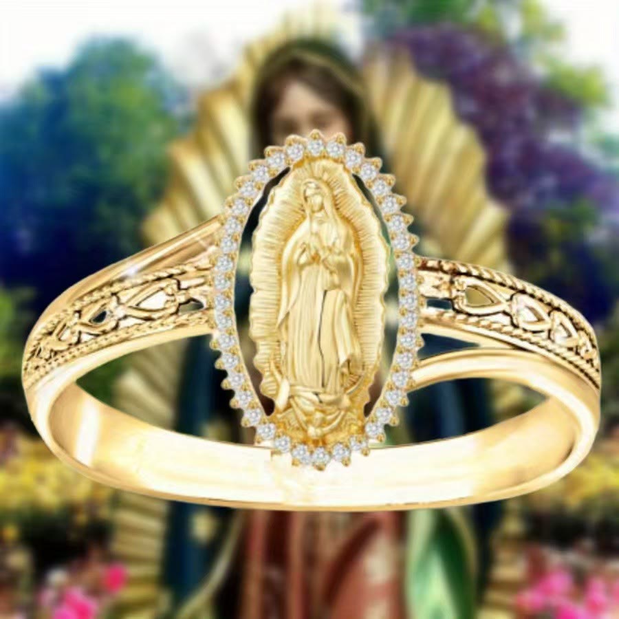 Christiandiscipleshop Our Lady of Guadalupe Faith Crafted Divine Grace Golden Ring